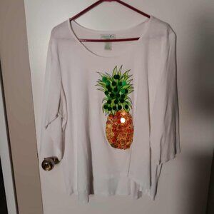 woman's Caribbean Joe top with pineapple 2X